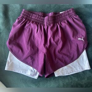 Puma Women's Maroon and White Athletic Shorts